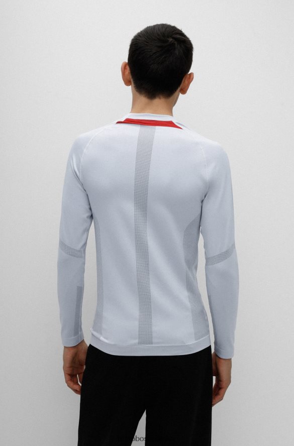 Hugo Boss biała, bardzo dopasowana, elastyczna bluza hugo z logo kapsuły biały R0X0H64150
