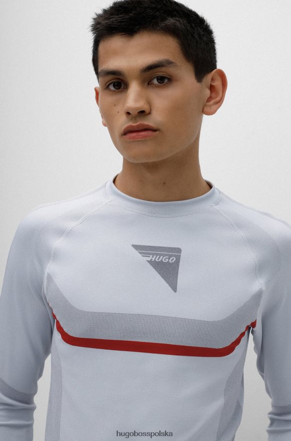 Hugo Boss biała, bardzo dopasowana, elastyczna bluza hugo z logo kapsuły biały R0X0H64150