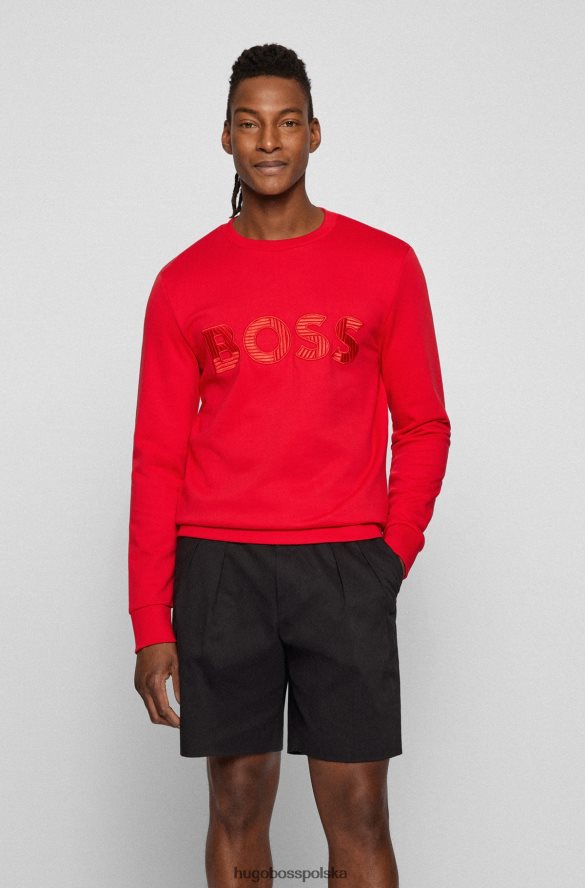Hugo Boss bluza hugo z bawełny frotte o regularnym kroju z haftowanym logo w kolorze czerwonym czerwony R0X0H64483
