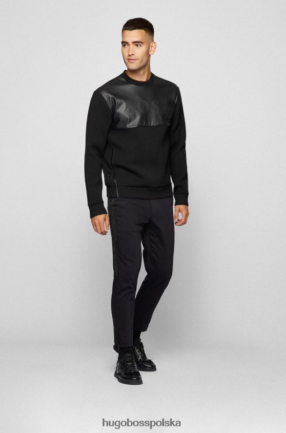 Hugo Boss bluza salboa aj 50456415 czarna czarny biały R0X0H6205