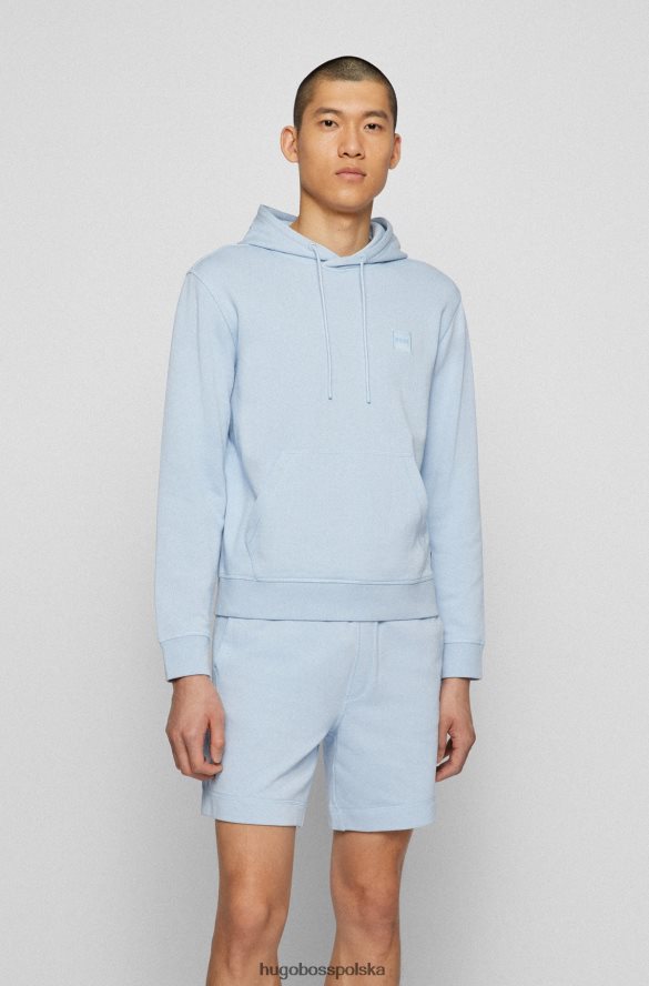 Hugo Boss bluza z kapturem z bawełny frotte i naszywką z logo hugo w kolorze jasnoniebieskim jasny niebieski R0X0H6941