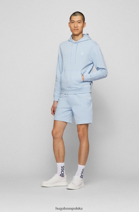 Hugo Boss bluza z kapturem z bawełny frotte i naszywką z logo hugo w kolorze jasnoniebieskim jasny niebieski R0X0H6941
