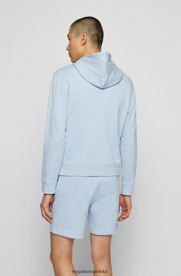 Hugo Boss bluza z kapturem z bawełny frotte i naszywką z logo hugo w kolorze jasnoniebieskim jasny niebieski R0X0H6941