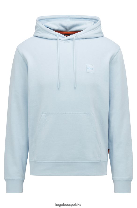 Hugo Boss bluza z kapturem z bawełny frotte i naszywką z logo hugo w kolorze jasnoniebieskim jasny niebieski R0X0H6941