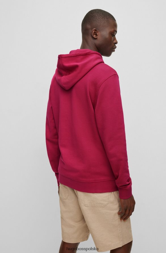 Hugo Boss bluza z kapturem z bawełny frotte i naszywką z logo w kolorze różowym hugo różowy R0X0H6939