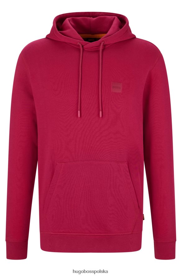 Hugo Boss bluza z kapturem z bawełny frotte i naszywką z logo w kolorze różowym hugo różowy R0X0H6939
