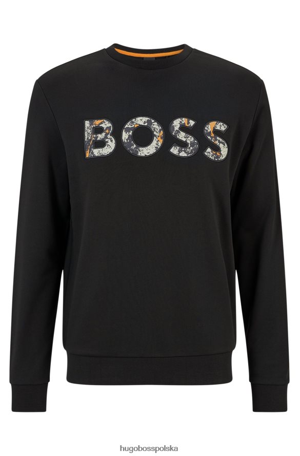 Hugo Boss czarna bluza hugo z bawełnianej froty o regularnym kroju i wzorzystym logo czarny R0X0H61897