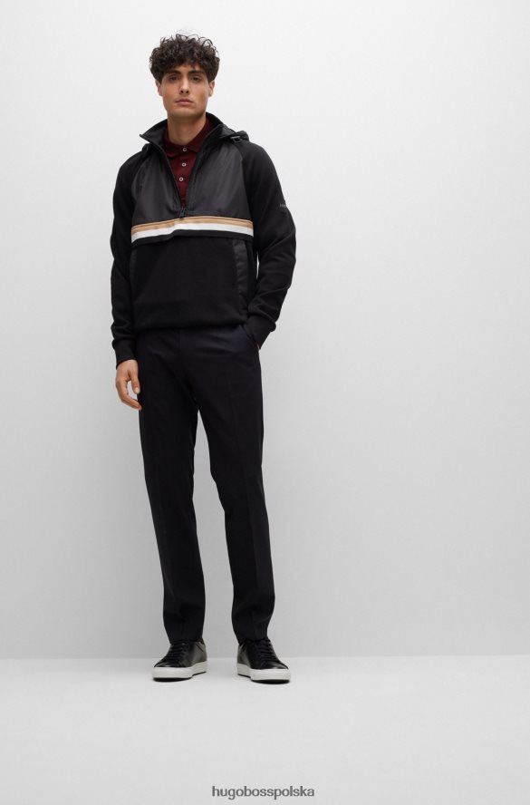 Hugo Boss czarna hybrydowa bluza z odpinanym kapturem i charakterystycznym paskiem hugo czarny R0X0H62592