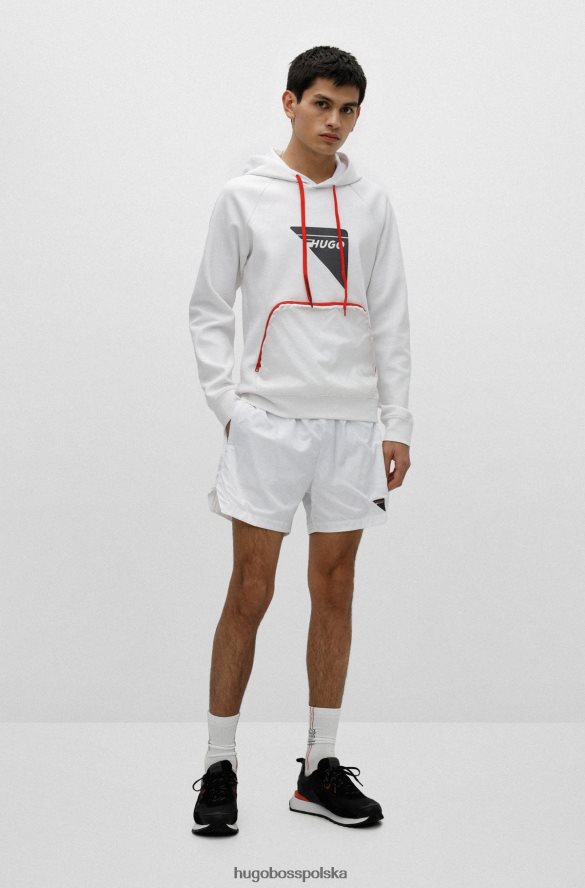 Hugo Boss dopasowana bluza z kapturem i ozdobnym odblaskowym logo w kolorze białym hugo biały R0X0H64152