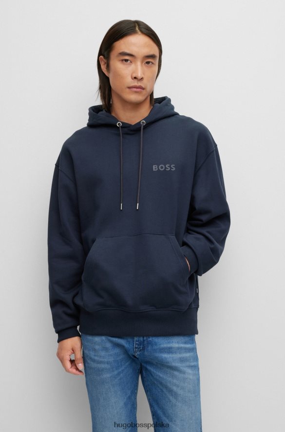 Hugo Boss hugo bluza z kapturem z bawełny organicznej i gumowanym nadrukiem logo w kolorze ciemnoniebieskim ciemny niebieski R0X0H62545