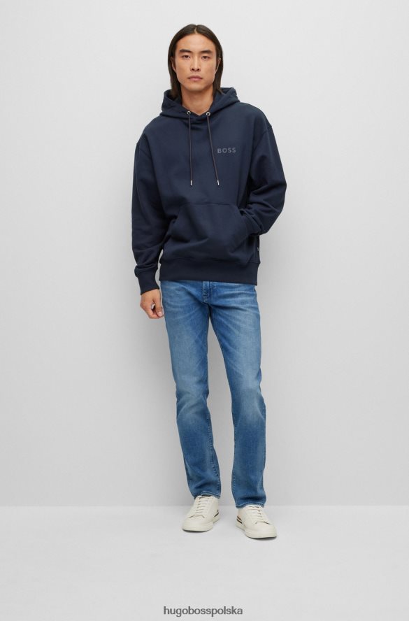 Hugo Boss hugo bluza z kapturem z bawełny organicznej i gumowanym nadrukiem logo w kolorze ciemnoniebieskim ciemny niebieski R0X0H62545