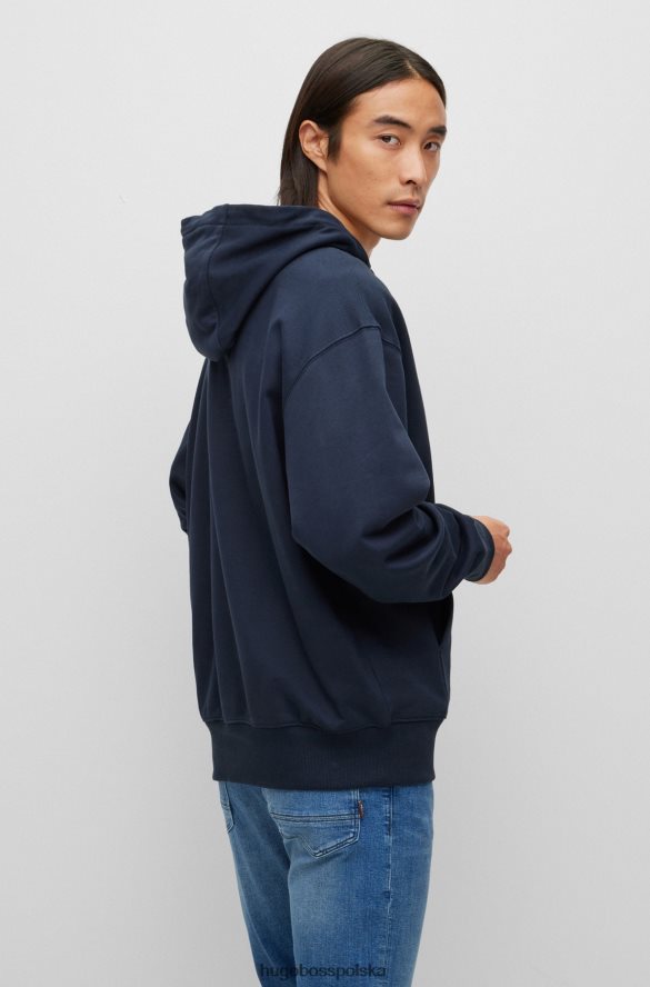 Hugo Boss hugo bluza z kapturem z bawełny organicznej i gumowanym nadrukiem logo w kolorze ciemnoniebieskim ciemny niebieski R0X0H62545