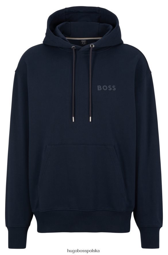 Hugo Boss hugo bluza z kapturem z bawełny organicznej i gumowanym nadrukiem logo w kolorze ciemnoniebieskim ciemny niebieski R0X0H62545