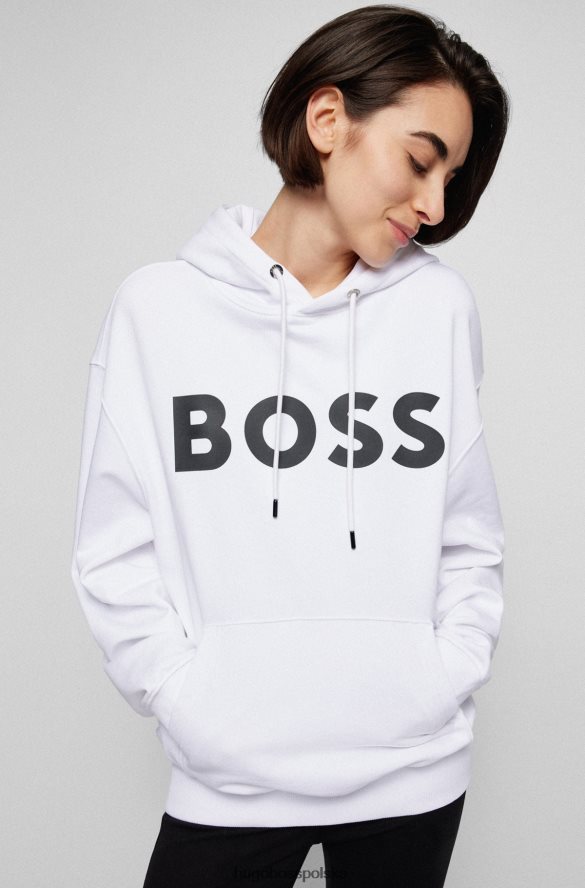 Hugo Boss hugo bluza z kapturem z bawełny organicznej i kontrastowym logo w kolorze białym biały R0X0H61152