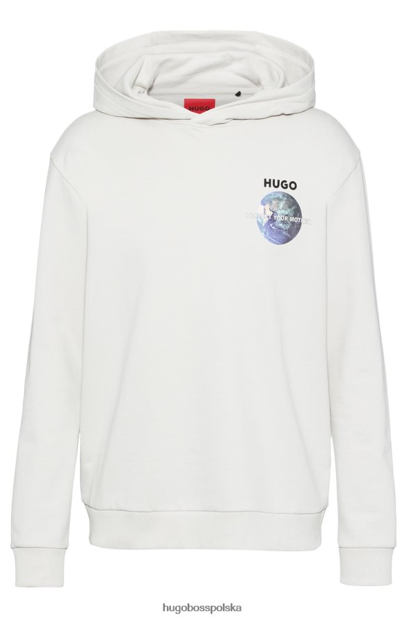 Hugo Boss jasnobeżowa bluza z kapturem o swobodnym kroju ze specjalną grafiką hugo jasny beż R0X0H63710