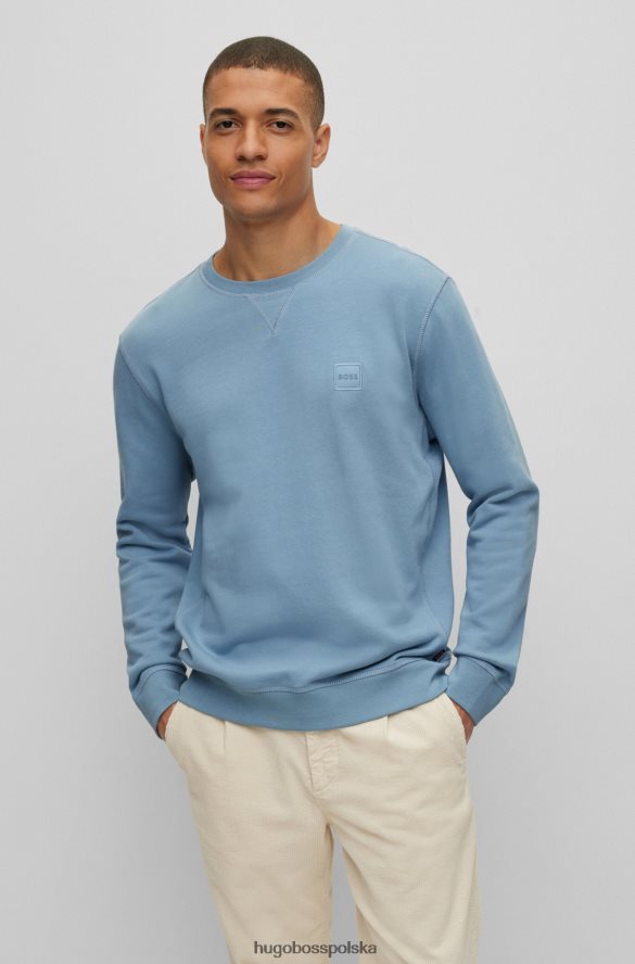 Hugo Boss jasnoniebieska, bawełniana bluza o luźnym kroju z naszywką z logo hugo jasny niebieski R0X0H6922