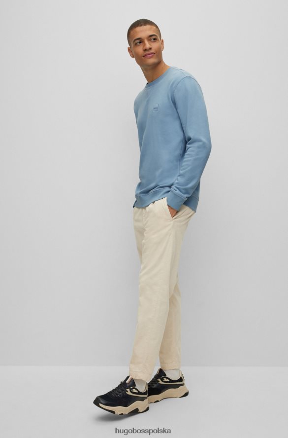 Hugo Boss jasnoniebieska, bawełniana bluza o luźnym kroju z naszywką z logo hugo jasny niebieski R0X0H6922