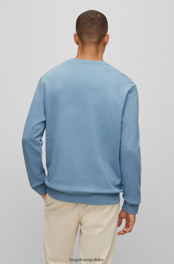 Hugo Boss jasnoniebieska, bawełniana bluza o luźnym kroju z naszywką z logo hugo jasny niebieski R0X0H6922