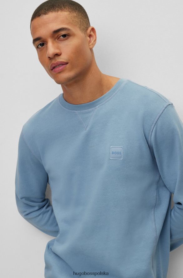 Hugo Boss jasnoniebieska, bawełniana bluza o luźnym kroju z naszywką z logo hugo jasny niebieski R0X0H6922