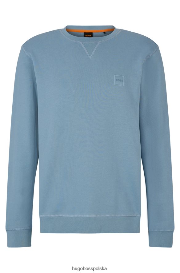 Hugo Boss jasnoniebieska, bawełniana bluza o luźnym kroju z naszywką z logo hugo jasny niebieski R0X0H6922