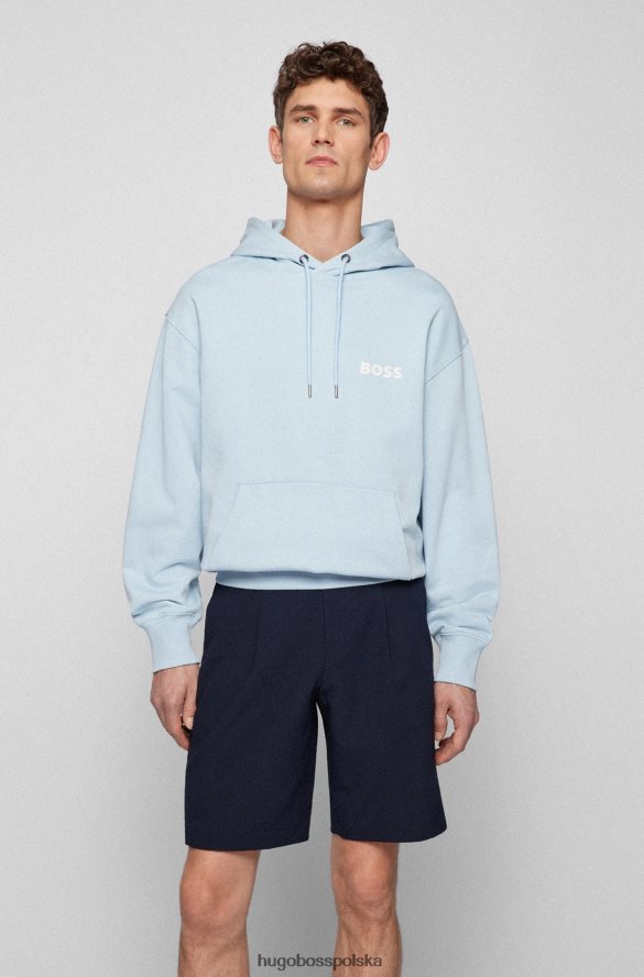 Hugo Boss jasnoniebieska bluza z kapturem z bawełny organicznej hugo z gumowanym nadrukiem logo jasny niebieski R0X0H62544