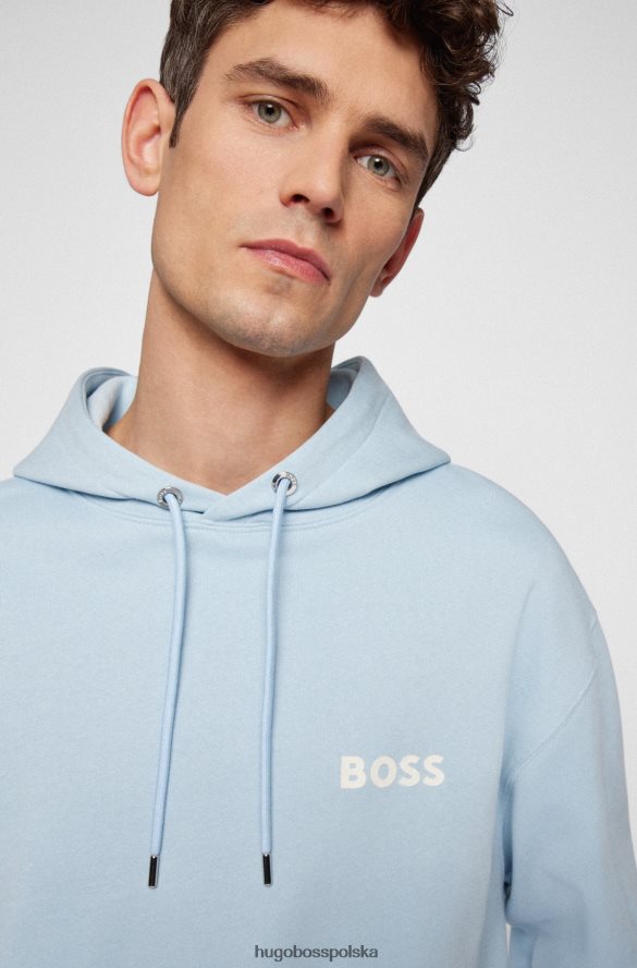 Hugo Boss jasnoniebieska bluza z kapturem z bawełny organicznej hugo z gumowanym nadrukiem logo jasny niebieski R0X0H62544