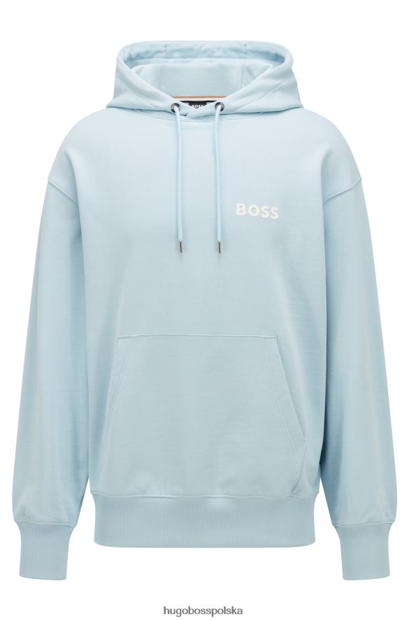 Hugo Boss jasnoniebieska bluza z kapturem z bawełny organicznej hugo z gumowanym nadrukiem logo jasny niebieski R0X0H62544