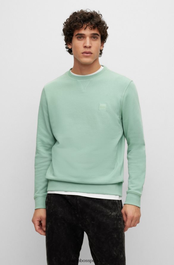 Hugo Boss jasnozielona, ​​bawełniana bluza hugo o swobodnym kroju z naszywką z logo jasnozielony R0X0H6924