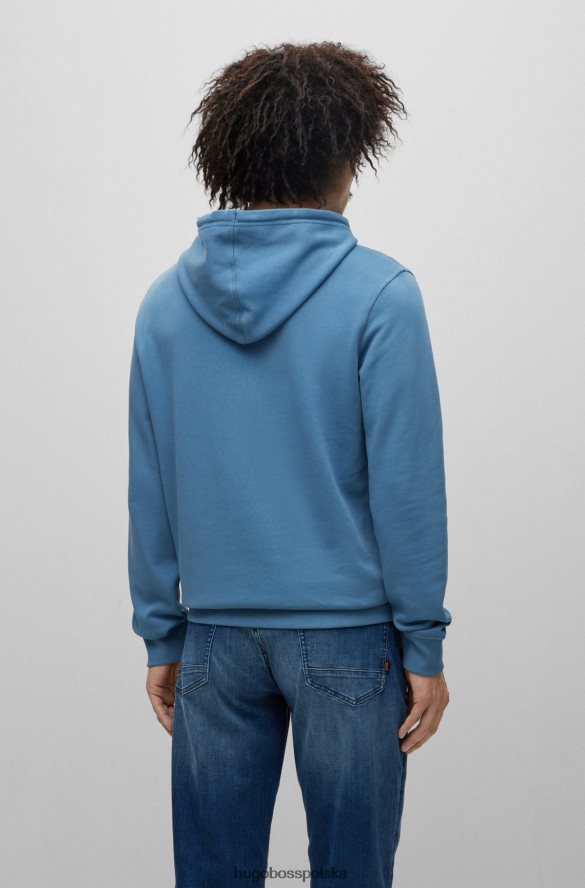 Hugo Boss niebieska bluza hugo z bawełny francuskiej frotte i naszywką z logo niebieski R0X0H6942