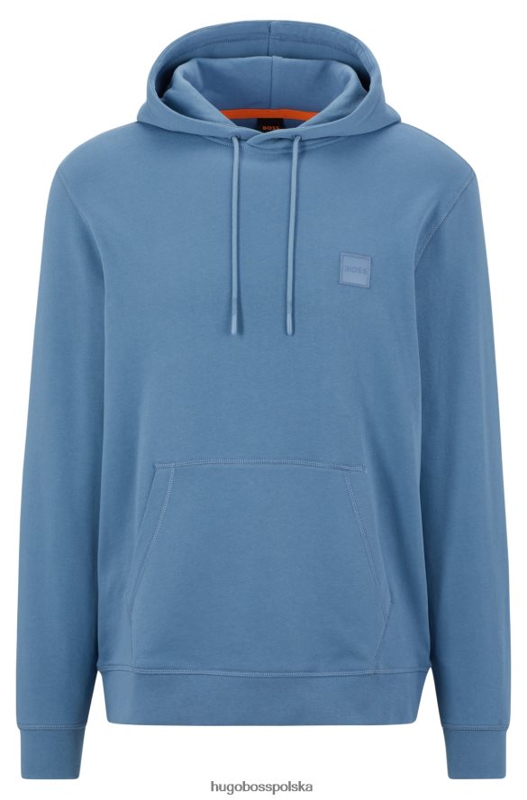 Hugo Boss niebieska bluza hugo z bawełny francuskiej frotte i naszywką z logo niebieski R0X0H6942