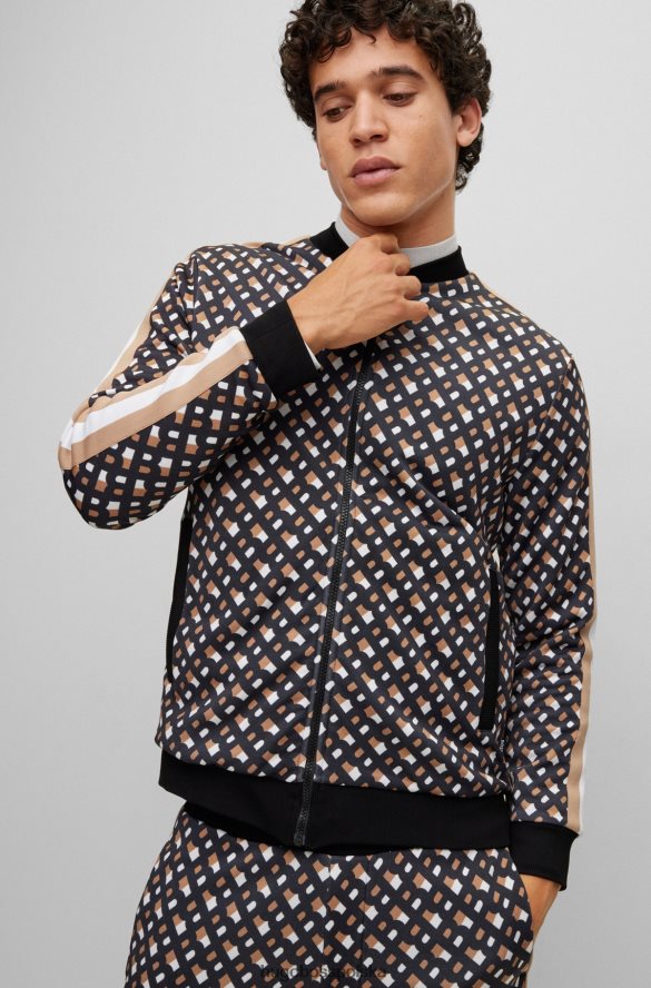Hugo Boss wzorzysta bluza zapinana na zamek z nadrukiem monogramu hugo wzorzyste R0X0H61000