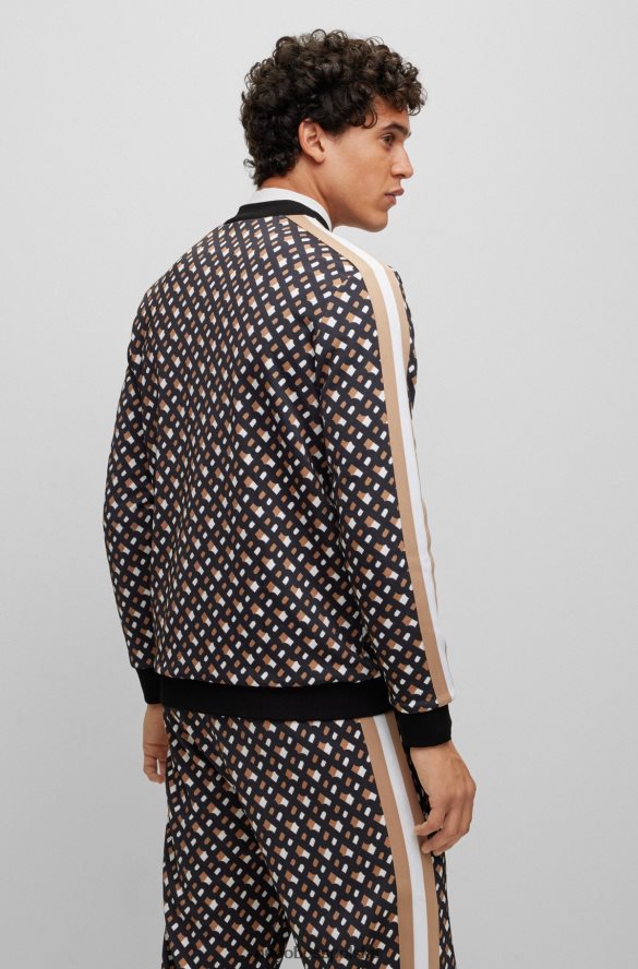 Hugo Boss wzorzysta bluza zapinana na zamek z nadrukiem monogramu hugo wzorzyste R0X0H61000