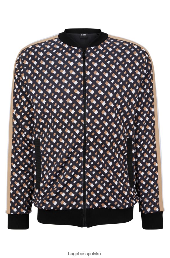 Hugo Boss wzorzysta bluza zapinana na zamek z nadrukiem monogramu hugo wzorzyste R0X0H61000