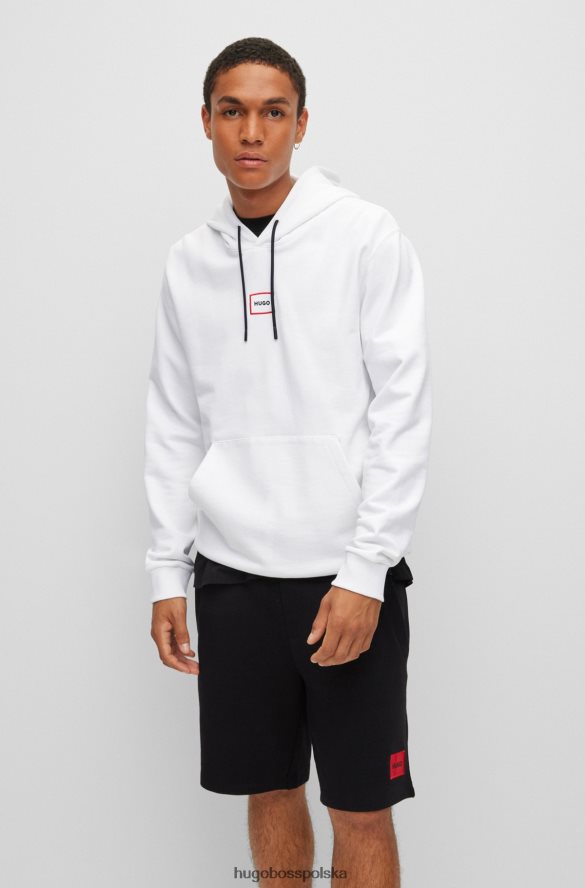 Hugo Boss Biała bluza z kapturem hugo o swobodnym kroju z frotte z logo w ramce biały R0X0H61520