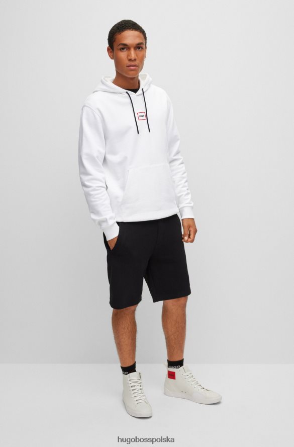 Hugo Boss Biała bluza z kapturem hugo o swobodnym kroju z frotte z logo w ramce biały R0X0H61520