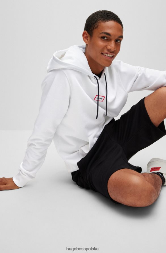 Hugo Boss Biała bluza z kapturem hugo o swobodnym kroju z frotte z logo w ramce biały R0X0H61520