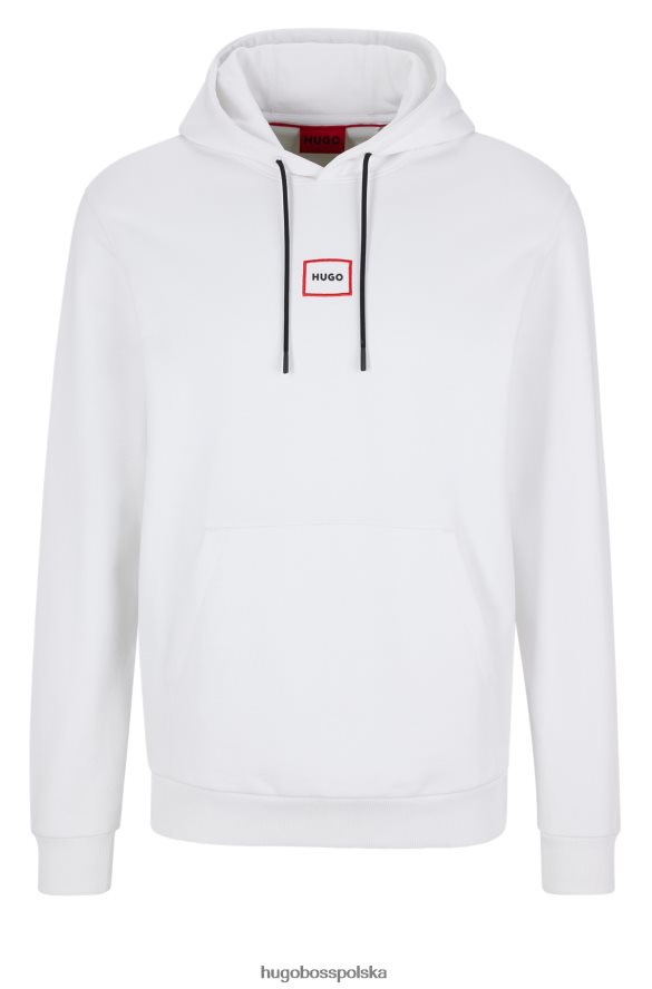 Hugo Boss Biała bluza z kapturem hugo o swobodnym kroju z frotte z logo w ramce biały R0X0H61520