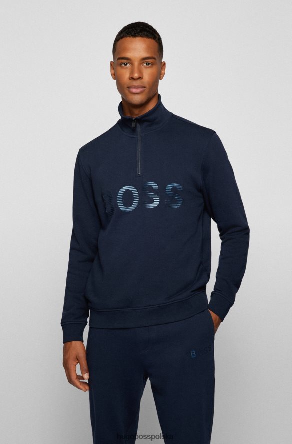 Hugo Boss Bluza hugo o regularnym kroju, zapinana na zamek, z bawełny frotte w kolorze ciemnoniebieskim ciemny niebieski R0X0H63507