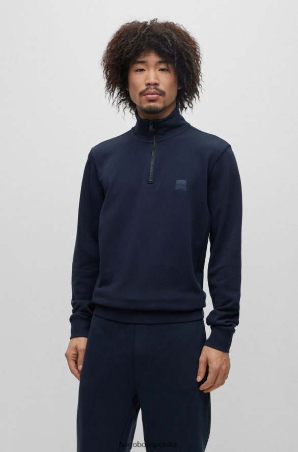 Hugo Boss Bluza hugo z bawełny frotte, zapinana na zamek i naszywkę z logo w kolorze ciemnoniebieskim ciemny niebieski R0X0H62742