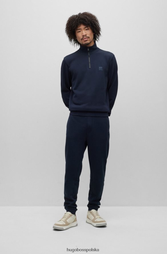 Hugo Boss Bluza hugo z bawełny frotte, zapinana na zamek i naszywkę z logo w kolorze ciemnoniebieskim ciemny niebieski R0X0H62742