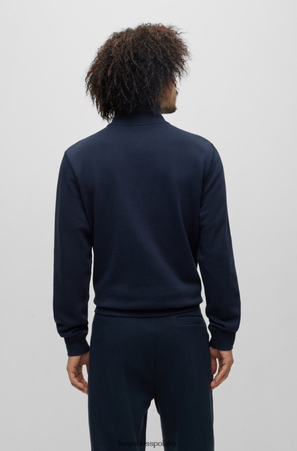 Hugo Boss Bluza hugo z bawełny frotte, zapinana na zamek i naszywkę z logo w kolorze ciemnoniebieskim ciemny niebieski R0X0H62742