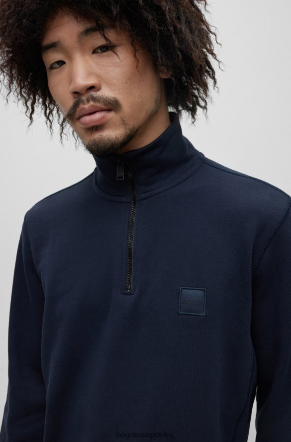 Hugo Boss Bluza hugo z bawełny frotte, zapinana na zamek i naszywkę z logo w kolorze ciemnoniebieskim ciemny niebieski R0X0H62742