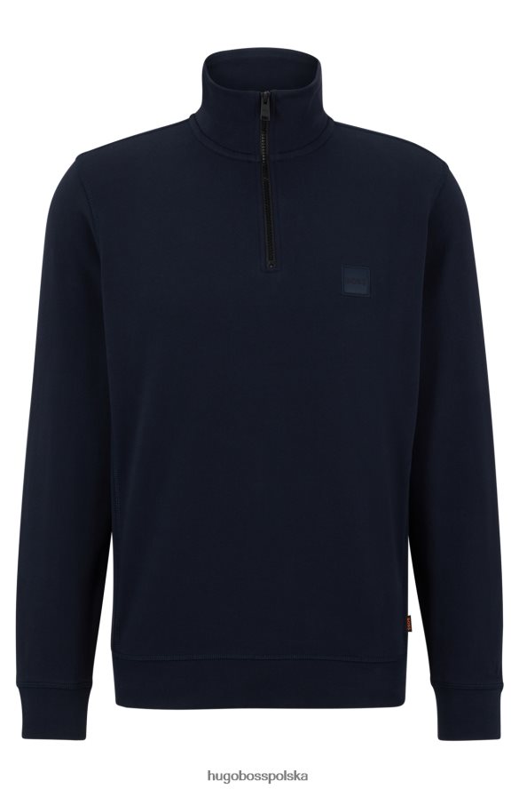 Hugo Boss Bluza hugo z bawełny frotte, zapinana na zamek i naszywkę z logo w kolorze ciemnoniebieskim ciemny niebieski R0X0H62742