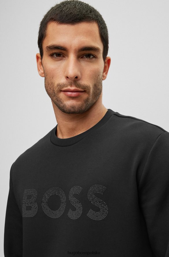 Hugo Boss Bluza hugo z mieszanki bawełny, o swobodnym kroju, z czarnym logo ze strasu czarny R0X0H63454