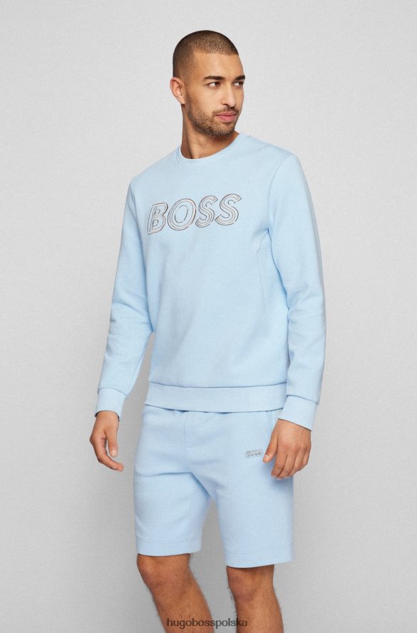 Hugo Boss Bluza hugo z mieszanki bawełny z warstwowym haftowanym logo w kolorze jasnoniebieskim jasny niebieski R0X0H63728