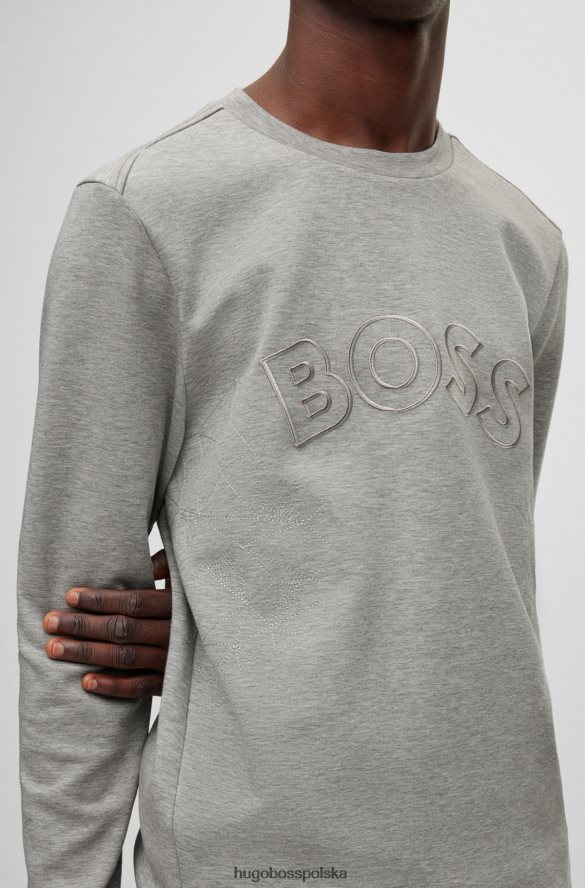 Hugo Boss Bluza o regularnym kroju z mieszanki bawełny z grafiką w kratkę Hugo w kolorze jasnoszarym jasnoszary R0X0H61818