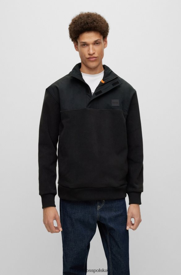 Hugo Boss Bluza o swobodnym kroju z polaru z naszywką z logo, czarna hugo czarny R0X0H63046