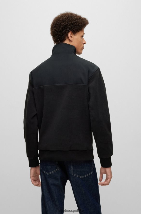 Hugo Boss Bluza o swobodnym kroju z polaru z naszywką z logo, czarna hugo czarny R0X0H63046