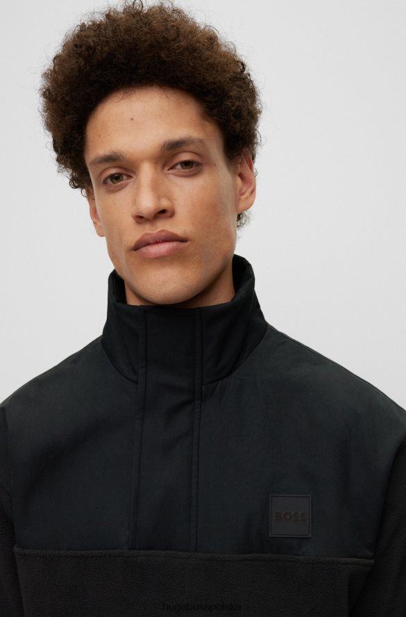 Hugo Boss Bluza o swobodnym kroju z polaru z naszywką z logo, czarna hugo czarny R0X0H63046