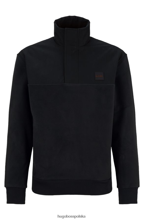 Hugo Boss Bluza o swobodnym kroju z polaru z naszywką z logo, czarna hugo czarny R0X0H63046